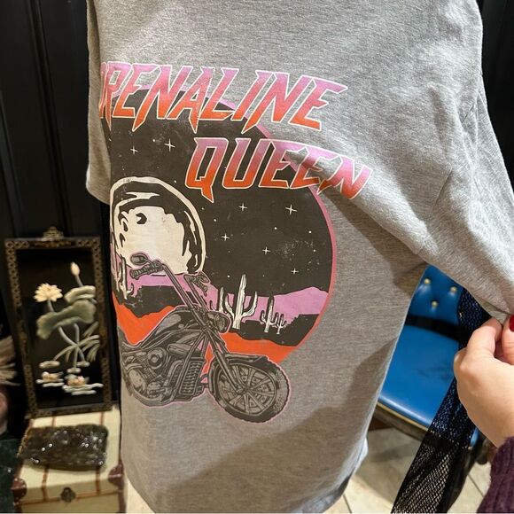 Persaya Adrenaline Queen Fishnet Sleeve T-Shirt Size Medium - Picture 7 of 9